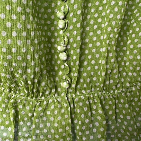 Doen Sheer Green Polka Dot Blouse Size S - Picture 6 of 9